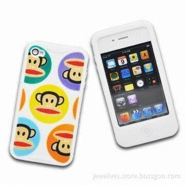 Dispensing Silicone Skin Mobile Phone Case for Apple's iPhone 4, Soft, Washable and Tear-resistant